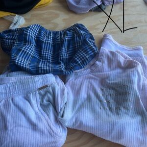 Plaid Blue and Striped Purple Clothing Set